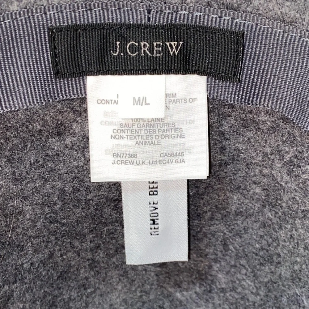 J. Crew Gray Felt Fedora Hat 100% Wool with a Black Band Size M/L